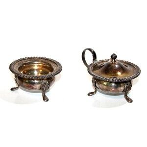 SP Corp Sheffield Silverplate Footed Bowl Salt Lidded Bowl Vintage 3" 4" Small